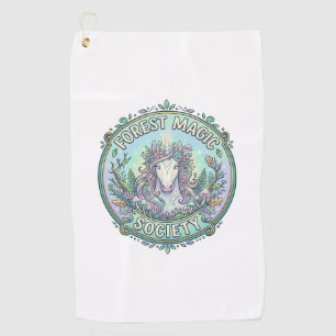 Unicorn Forest Magic Society Graphic Design White Golf Towel