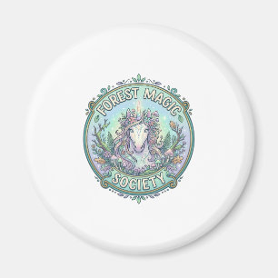 Unicorn Forest Magic Society Graphic Design White Magnet