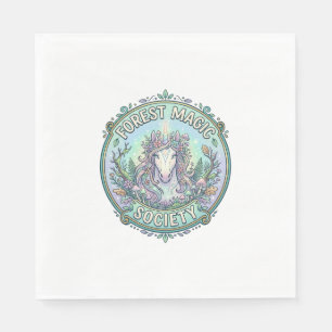 Unicorn Forest Magic Society Graphic Design White Napkin