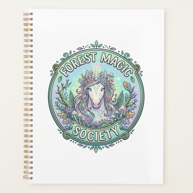 Unicorn Forest Magic Society Graphic Design White  Planner (Front)
