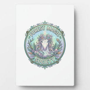 Unicorn Forest Magic Society Graphic Design White Plaque