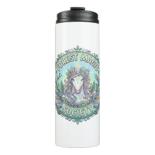 Unicorn Forest Magic Society Graphic Design White Thermal Tumbler