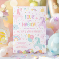 Unicorn Four Ever Magical 4th Party Birthday Party