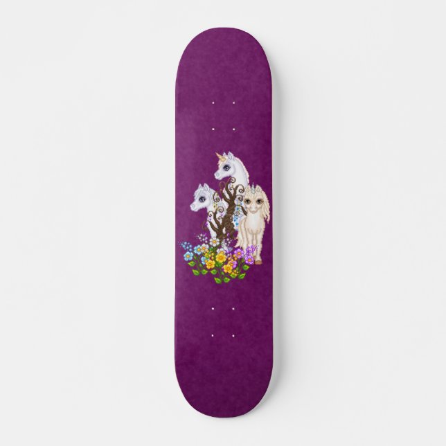 Unicorn Friends Pixel Art Skateboard (Front)