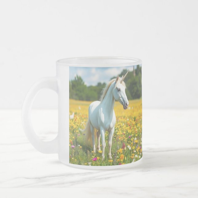 Unicorn Frosted Glass Coffee Mug (Left)