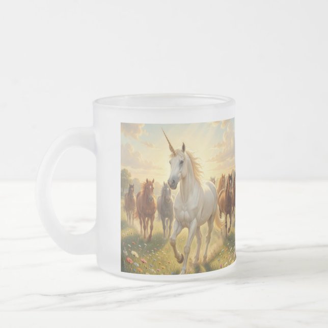 Unicorn Frosted Glass Coffee Mug (Left)