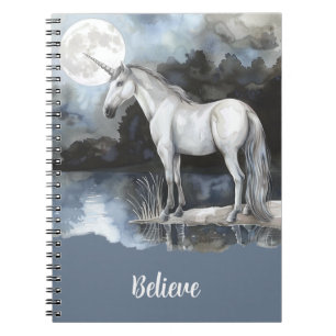 Unicorn Full Moon Believe Notebook