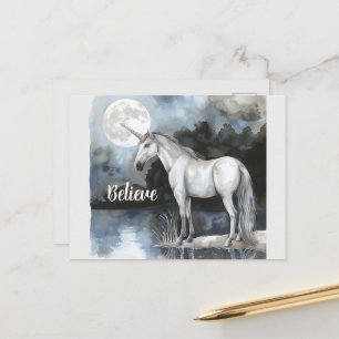 Unicorn Full Moon Believe Postcard