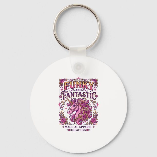 Unicorn Funky and Fantastic Stylish Zazzle Design_ Key Ring (Front)
