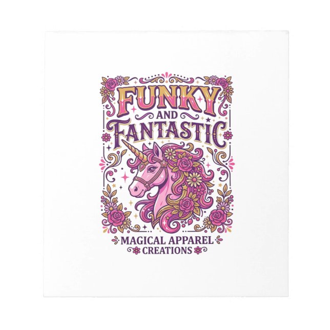 Unicorn Funky and Fantastic Stylish Zazzle Design_ Notepad (Front)