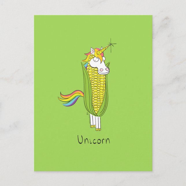 Unicorn Funny Corn Corny Postcard (Front)