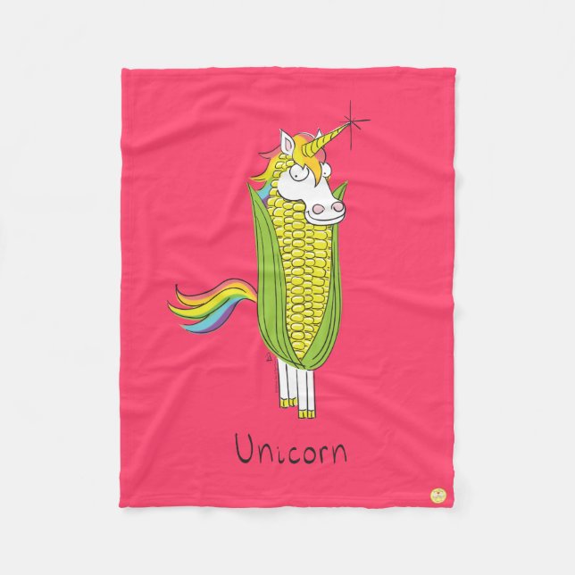 Unicorn Funny Corn Fleece Blanket (Front)