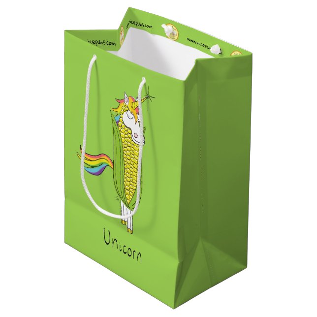 Unicorn Funny Corn Gift Bag (Front Angled)