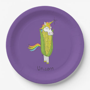 Unicorn Funny Corn Paper Plates