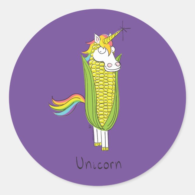 Unicorn Funny Corn Stickers (Front)