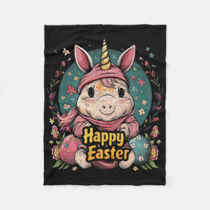 Unicorn - Funny Happy Easter - Egg Boys Girls Kids Fleece Blanket