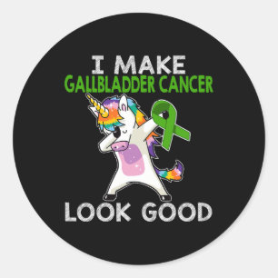 unicorn gallbladder cancer warrior I make cancer l Classic Round Sticker