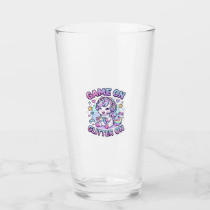 Unicorn Game On Glitter On Graphic Design Merch De Glass