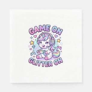 Unicorn Game On Glitter On Graphic Design Merch De Napkin