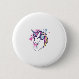 Unicorn Gamer Girl (1) 6 Cm Round Badge