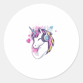 Unicorn Gamer Girl (1) Classic Round Sticker