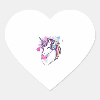 Unicorn Gamer Girl (1) Heart Sticker