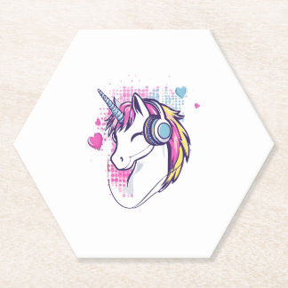 Unicorn Gamer Girl (1) Paper Coaster