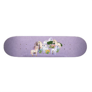 Unicorn Garden Pixel Art Skateboard