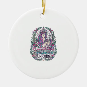 Unicorn Garden Witch Unicorn Colourful Apparel Gra Ceramic Tree Decoration