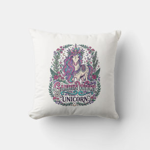 Unicorn Garden Witch Unicorn Colourful Apparel Gra Cushion