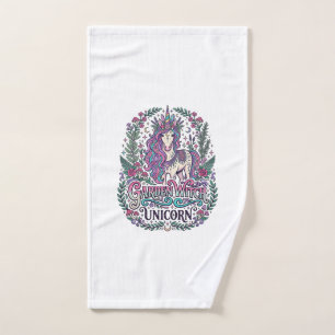Unicorn Garden Witch Unicorn Colourful Apparel Gra Hand Towel
