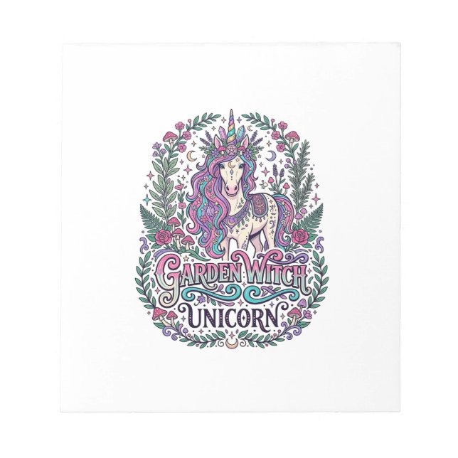 Unicorn Garden Witch Unicorn Colourful Apparel Gra Notepad (Front)