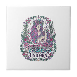 Unicorn Garden Witch Unicorn Colourful Apparel Gra Tile
