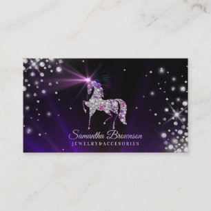 Unicorn gems diamonds jewellery purple business card