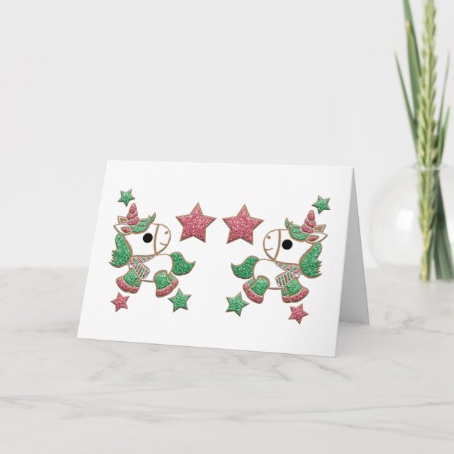 Unicorn Gingerbread Cookies "Merry Christmas!" Card (Front)