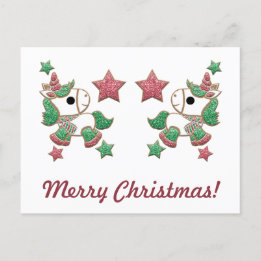 Unicorn Gingerbread Cookies "Merry Christmas!" Postcard
