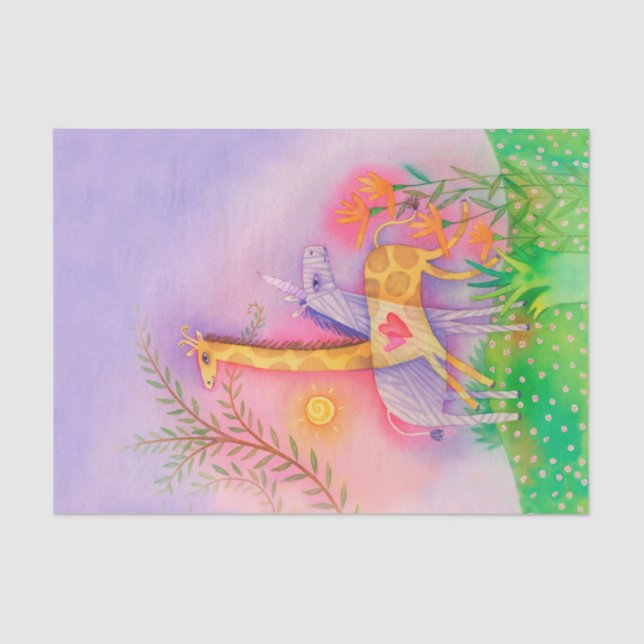 Unicorn Giraffe Enchanted Safari Love Tissue Paper (Front)