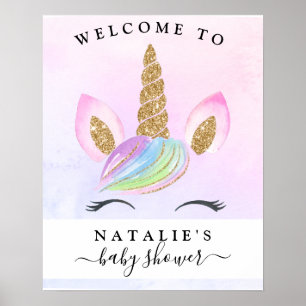 Unicorn Girl Baby Shower Rainbow Welcome Sign