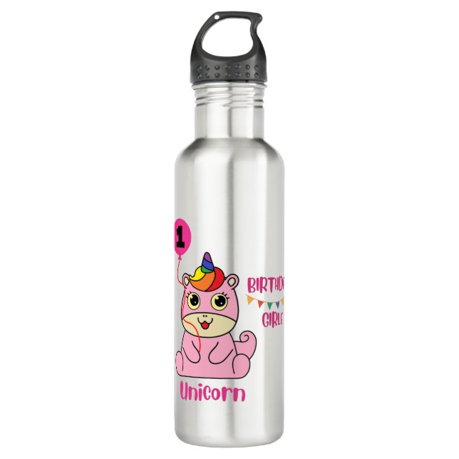 unicorn girl birthday 710 ml water bottle (Front)