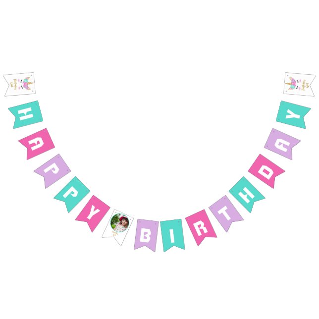 Unicorn Girl birthday bunting banner (All)