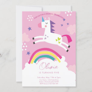 Unicorn Girl Birthday  Invitation