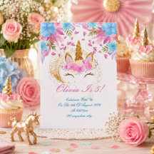 unicorn girl birthday invitation