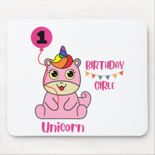 unicorn girl birthday mouse mat