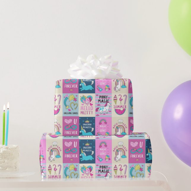 Unicorn Girl birthday Wrapping Paper (Party Gifts)