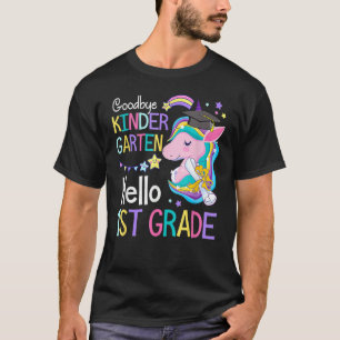 Unicorn Girl Goodbye Kindergarten Hello 1st Grade T-Shirt