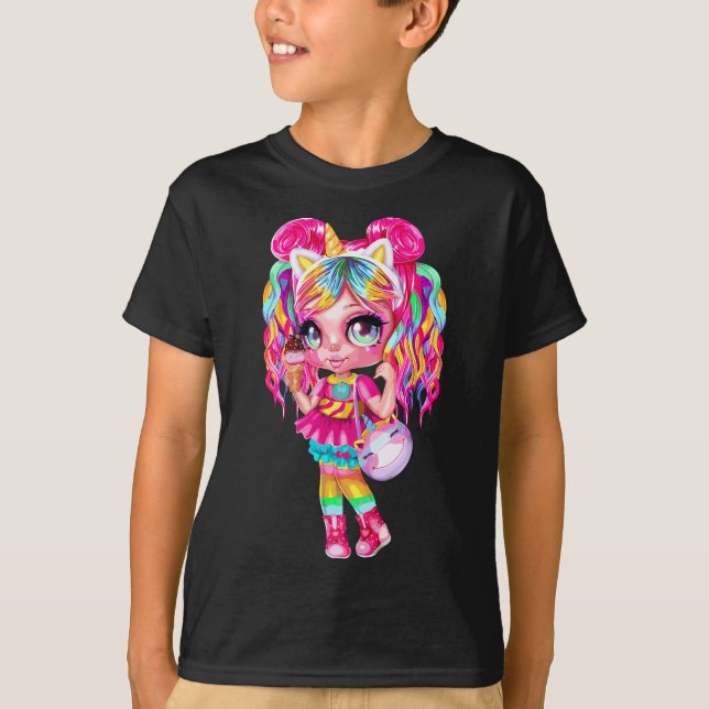 Unicorn Girl Ice Cream - Cute Rainbow Clothes for  T-Shirt (Front)