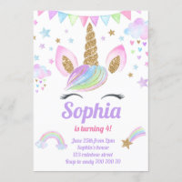 Unicorn Girl Magical Pastel Rainbow Pink Birthday