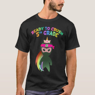 Unicorn Girl Ninja READY to CRUSH 5th GRADE for Ki T-Shirt