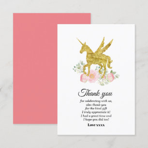 unicorn girl thank you card
