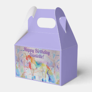 Unicorn Girls Birthday Purple Cake Favour Box